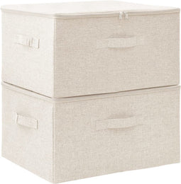 vidaXL - Opbergboxen - 2 - st - 43x34x23 - cm - stof - crèmekleurig