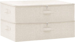 vidaXL - Opbergboxen - 2 - st - 70x40x18 - cm - stof - crèmekleurig