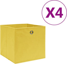 vidaXL - Opbergboxen - 4 - st - 28x28x28 - cm - nonwoven - stof - geel