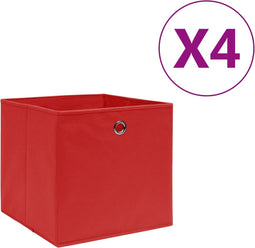 vidaXL - Opbergboxen - 4 - st - 28x28x28 - cm - nonwoven - stof - rood