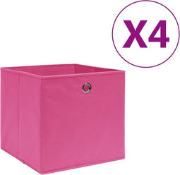 vidaXL - Opbergboxen - 4 - st - 28x28x28 - cm - nonwoven - stof - roze