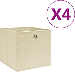 vidaXL - Opbergboxen - 4 - st - 28x28x28 - cm - nonwoven - stof - crèmekleurig