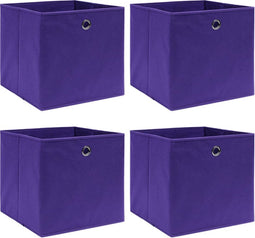 vidaXL - Opbergboxen - 4 - st - 28x28x28 - cm - nonwoven - stof - paars