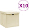 vidaXL - Opbergboxen - 4 - st - 28x28x28 - cm - nonwoven - stof - wit