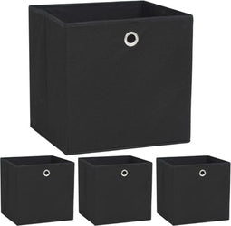 vidaXL - Opbergboxen - 4 - st - 32x32x32 - cm - nonwoven - stof - zwart