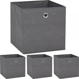 vidaXL - Opbergboxen - 4 - st - 32x32x32 - cm - nonwoven - stof - grijs