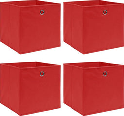 vidaXL - Opbergboxen - 4 - st - 32x32x32 - cm - stof - rood