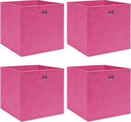vidaXL - Opbergboxen - 4 - st - 32x32x32 - cm - stof - roze