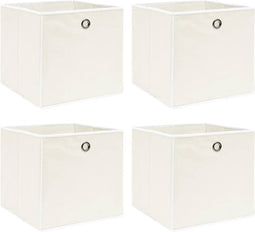 vidaXL - Opbergboxen - 4 - st - 32x32x32 - cm - stof - wit