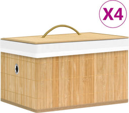 vidaXL - Opbergboxen - 4 - st - bamboe
