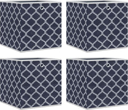 vidaXL - Opbergboxen - 4 - st - inklapbaar - 32x32x32 - cm - ongeweven - stof - blauw