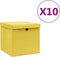 vidaXL - Opbergboxen - met - deksel - 10 - st - 28x28x28 - cm - geel