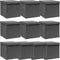 vidaXL - Opbergboxen - met - deksel - 10 - st - 32x32x32 - cm - stof - grijs
