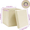 vidaXL - Opbergboxen - met - deksel - 10 - st - 32x32x32 - cm - stof - crèmekleurig