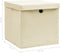 vidaXL - Opbergboxen - met - deksel - 10 - st - 32x32x32 - cm - stof - crèmekleurig