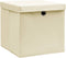 vidaXL - Opbergboxen - met - deksel - 10 - st - 32x32x32 - cm - stof - crèmekleurig