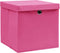 vidaXL - Opbergboxen - met - deksel - 10 - st - 32x32x32 - cm - stof - roze