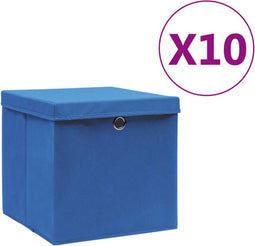 vidaXL - Opbergboxen - met - deksel - 4 - st - 28x28x28 - cm - blauw