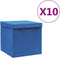 vidaXL - Opbergboxen - met - deksel - 4 - st - 28x28x28 - cm - blauw