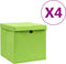 vidaXL - Opbergboxen - met - deksel - 4 - st - 28x28x28 - cm - groen