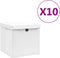 vidaXL - Opbergboxen - met - deksel - 4 - st - 28x28x28 - cm - rood
