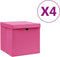 vidaXL - Opbergboxen - met - deksel - 4 - st - 28x28x28 - cm - roze