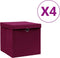 vidaXL - Opbergboxen - met - deksel - 4 - st - 28x28x28 - cm - donkerrood