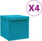 vidaXL - Opbergboxen - met - deksel - 4 - st - 28x28x28 - cm - babyblauw