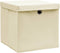 vidaXL - Opbergboxen - met - deksel - 4 - st - 28x28x28 - cm - crèmekleurig
