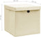 vidaXL - Opbergboxen - met - deksel - 4 - st - 28x28x28 - cm - crèmekleurig