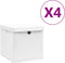 vidaXL - Opbergboxen - met - deksel - 4 - st - 28x28x28 - cm - wit
