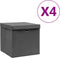 vidaXL - Opbergboxen - met - deksel - 4 - st - 28x28x28 - cm - zwart