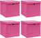 vidaXL - Opbergboxen - met - deksel - 4 - st - 32x32x32 - cm - stof - roze