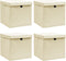 vidaXL - Opbergboxen - met - deksel - 4 - st - 32x32x32 - cm - stof - crèmekleurig