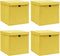 vidaXL - Opbergboxen - met - deksel - 4 - st - 32x32x32 - cm - stof - geel