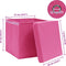 vidaXL - Opbergboxen - met - deksel - 4 - st - 32x32x32 - cm - stof - roze