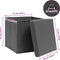 vidaXL - Opbergboxen - met - deksel - 4 - st - 32x32x32 - cm - stof - grijs