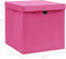 vidaXL - Opbergboxen - met - deksel - 4 - st - 32x32x32 - cm - stof - roze