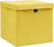 vidaXL - Opbergboxen - met - deksel - 4 - st - 32x32x32 - cm - stof - geel
