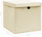 vidaXL - Opbergboxen - met - deksel - 4 - st - 32x32x32 - cm - stof - crèmekleurig