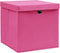 vidaXL - Opbergboxen - met - deksel - 4 - st - 32x32x32 - cm - stof - roze