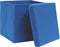 vidaXL - Opbergboxen - met - deksel - 4 - st - 32x32x32 - cm - stof - blauw
