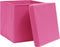 vidaXL - Opbergboxen - met - deksel - 4 - st - 32x32x32 - cm - stof - roze