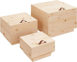 vidaXL - Opbergboxen - met - deksels - 3 - st - massief - grenenhout