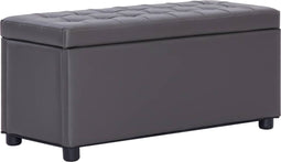 vidaXL - Opberghocker - 87,5 - cm - kunstleer - grijs
