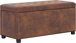 vidaXL - Opberghocker - 87,5 - cm - kunstsuède - bruin