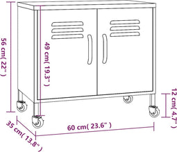 vidaXL - Opbergkast - 60x35x56 - cm - staal - mosterdgeel