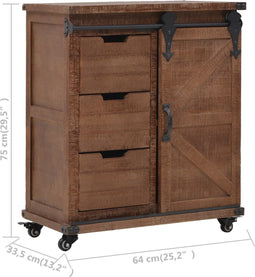 vidaXL - Opbergkast - 64x33,5x75 - cm - massief - vurenhout - bruin