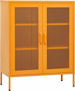 vidaXL - Opbergkast - 80x35x101,5 - cm - staal - mosterdgeel