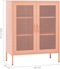 vidaXL - Opbergkast - 80x35x101,5 - cm - staal - roze
